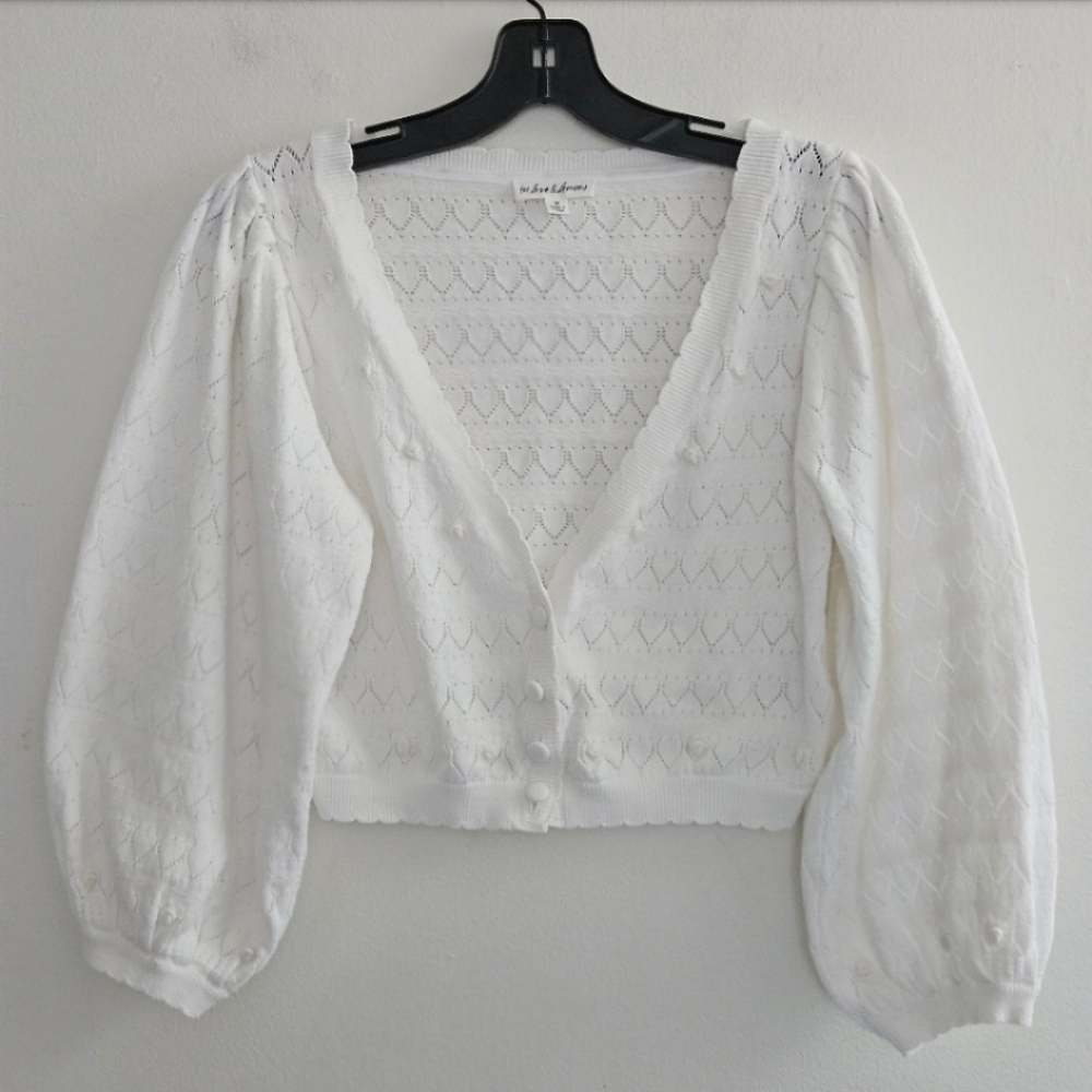 For Love And Lemons Balloon Sleeve White Sweater M